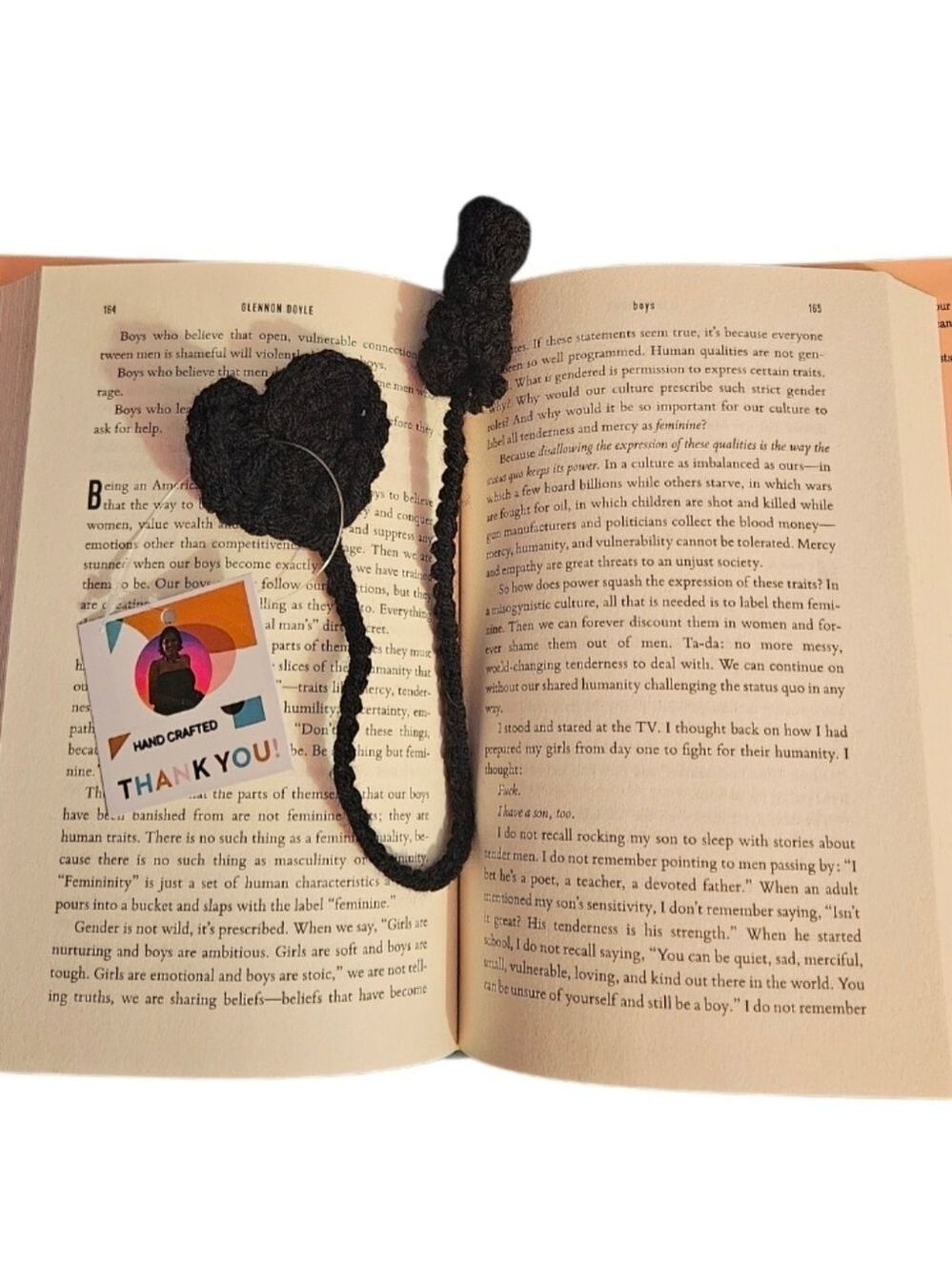 Hand Crafted Crochet Black Heart Bookmarks 100% acrylic Purse Charm Zipper Pull